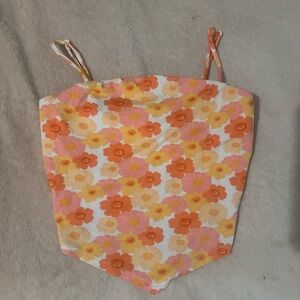 Self Esteem Floral Bandana Bib with Orange and Pink
